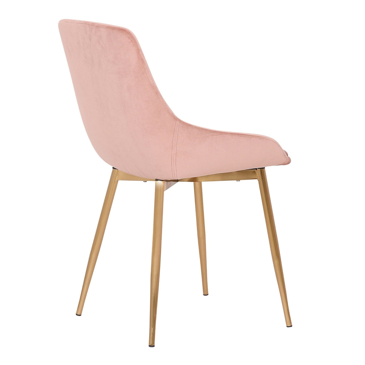 Benzara Pink Countered Fabric Upholstered Dining Chair With Sleek Metal Legs