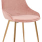 Benzara Pink Countered Fabric Upholstered Dining Chair With Sleek Metal Legs