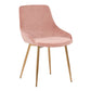 Benzara Pink Countered Fabric Upholstered Dining Chair With Sleek Metal Legs