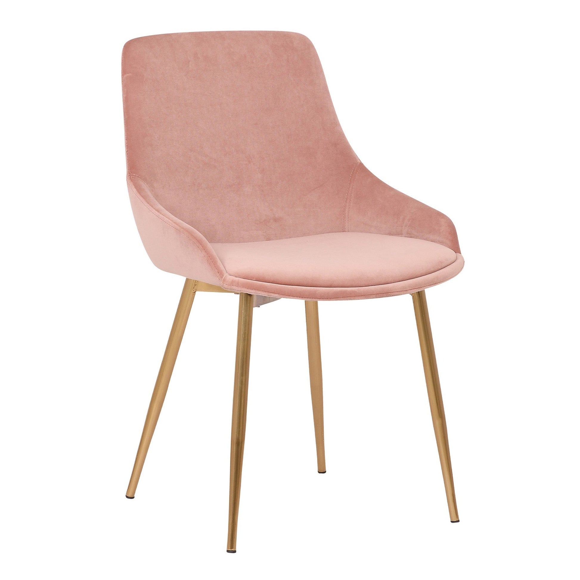 Benzara Pink Countered Fabric Upholstered Dining Chair With Sleek Metal Legs