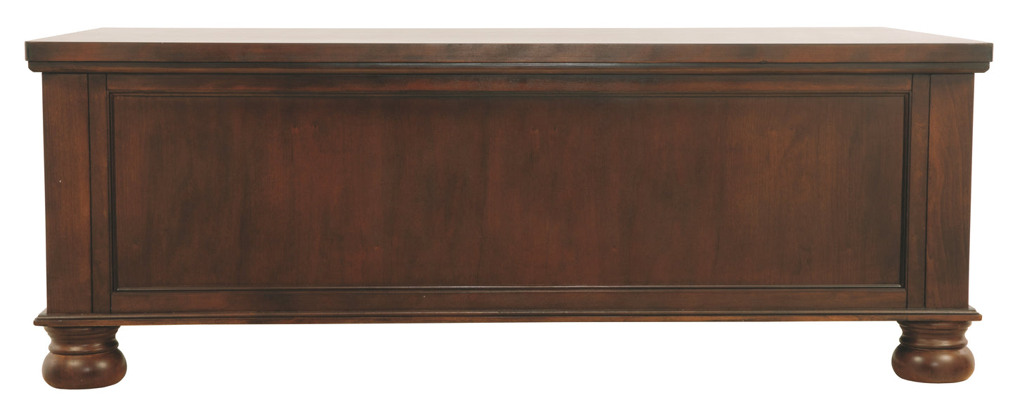 Benzara Rectangular Cocktail Table With 5 Drawers and Turned Bun Feet, Brown