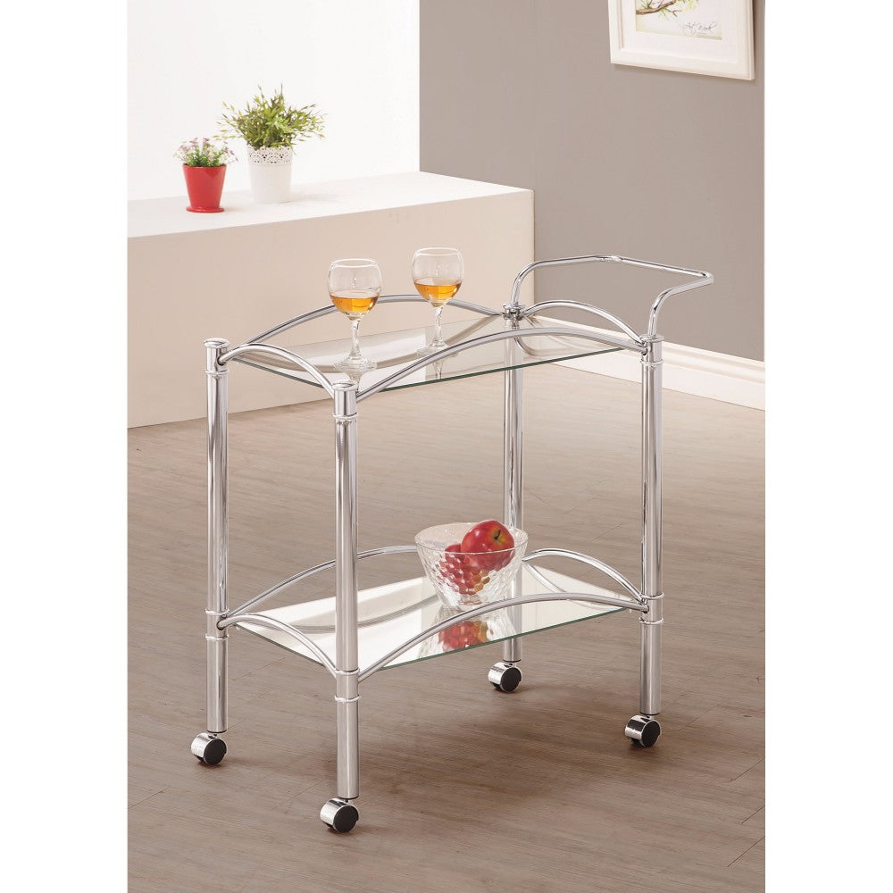 Benzara Silver Beautiful Metal Serving Cart