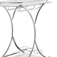 Benzara Silver Captivating Serving Cart With 2 Frosted Glass Shelves