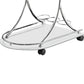 Benzara Silver Captivating Serving Cart With 2 Frosted Glass Shelves