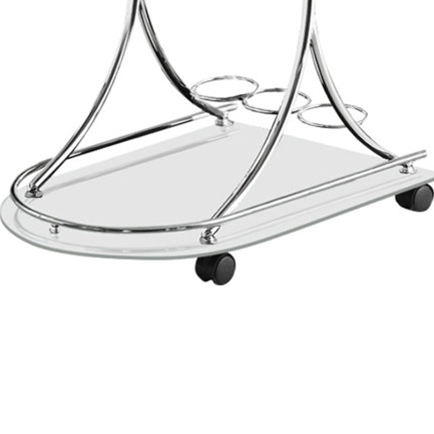 Benzara Silver Captivating Serving Cart With 2 Frosted Glass Shelves