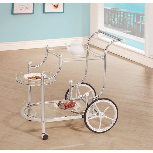 Benzara Silver Elegant Metal Frame Serving Cart