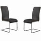 Benzara Silver Metal Cantilever Base Dining Chair With Black Leatherette Upholstered Seat and Backrest Set of Two