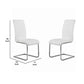 Benzara Silver Metal Cantilever Base Dining Chair With White Leatherette Upholstered Seat and Backrest Set of Two