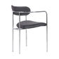 Benzara Silver Metal Dining Chair With Gray Leatherette Upholstery Set of Two