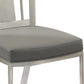 Benzara Silver Metal Dining Chair With Leatherette Seat, Set of Two