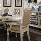 Benzara Silver Wood Dining Side Arm Chair With Crystal Tufting and Upholstered Leather Set of Two