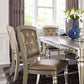 Benzara Silver Wood Dining Side Chair With Crystal Tufting and Upholstered Leather Set of Two