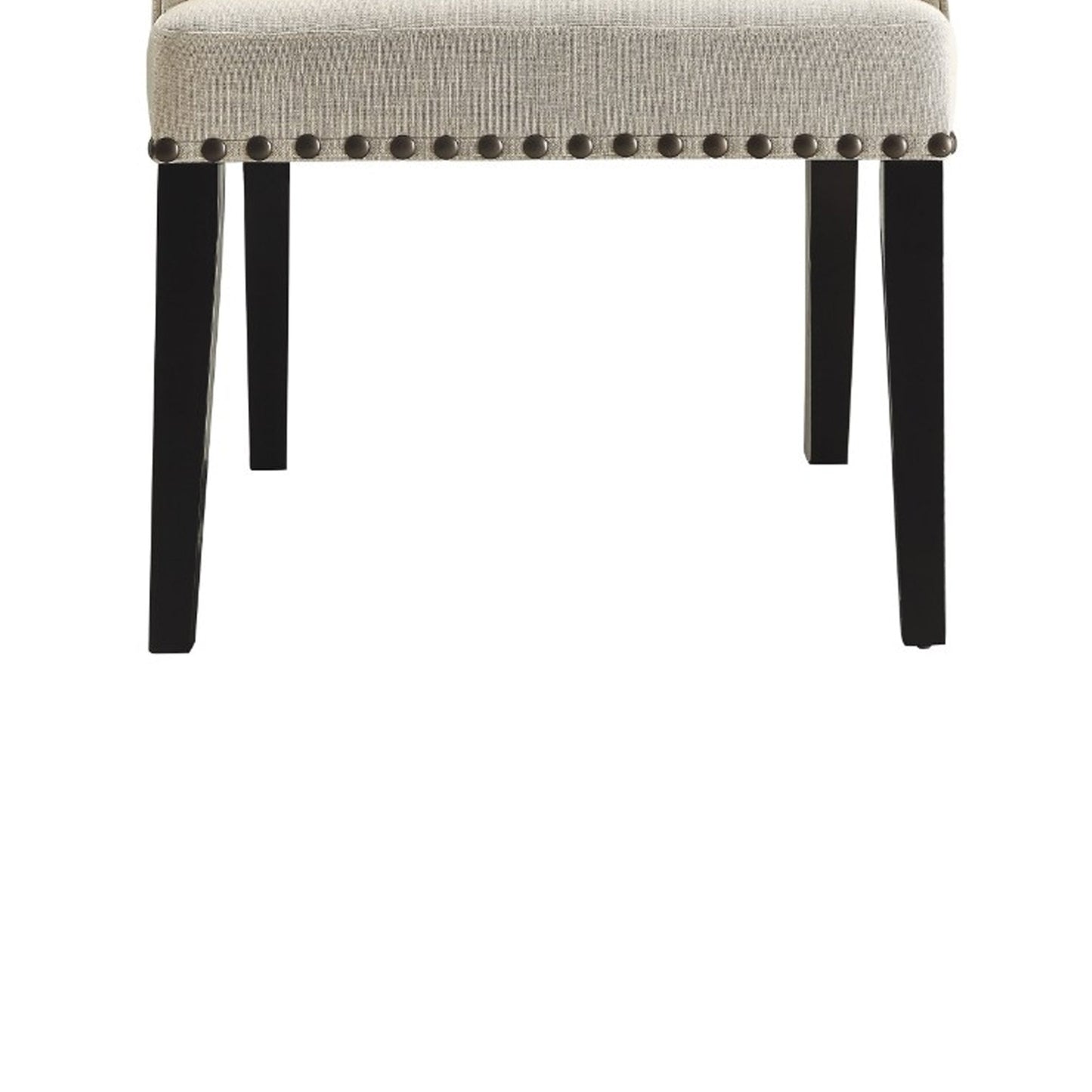 Benzara Smokey Black Dining Chair With Cream Diamond Tufted Upholstery