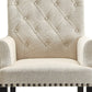 Benzara Smokey Black Dining Chair With Cream Diamond Tufted Upholstery