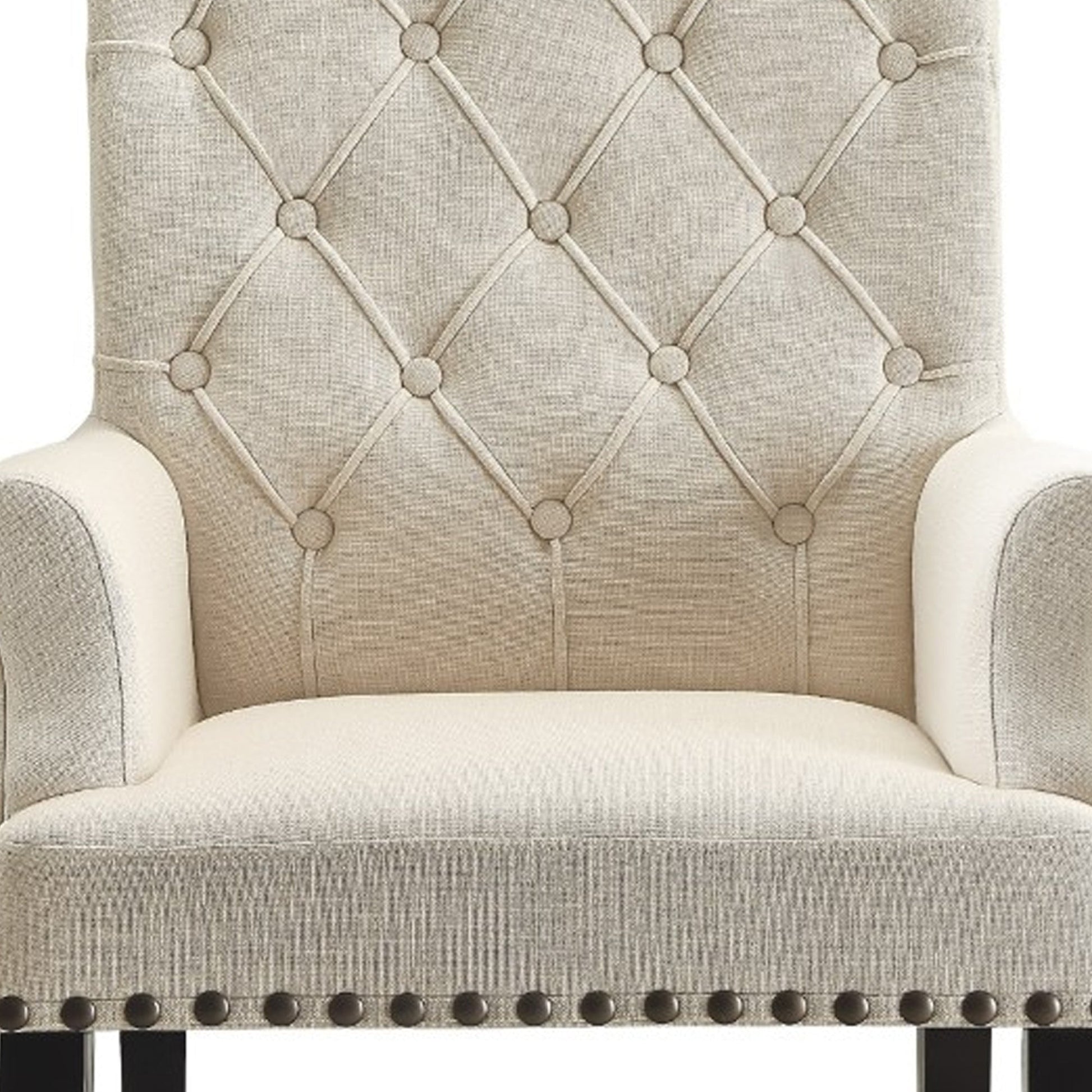 Benzara Smokey Black Dining Chair With Cream Diamond Tufted Upholstery