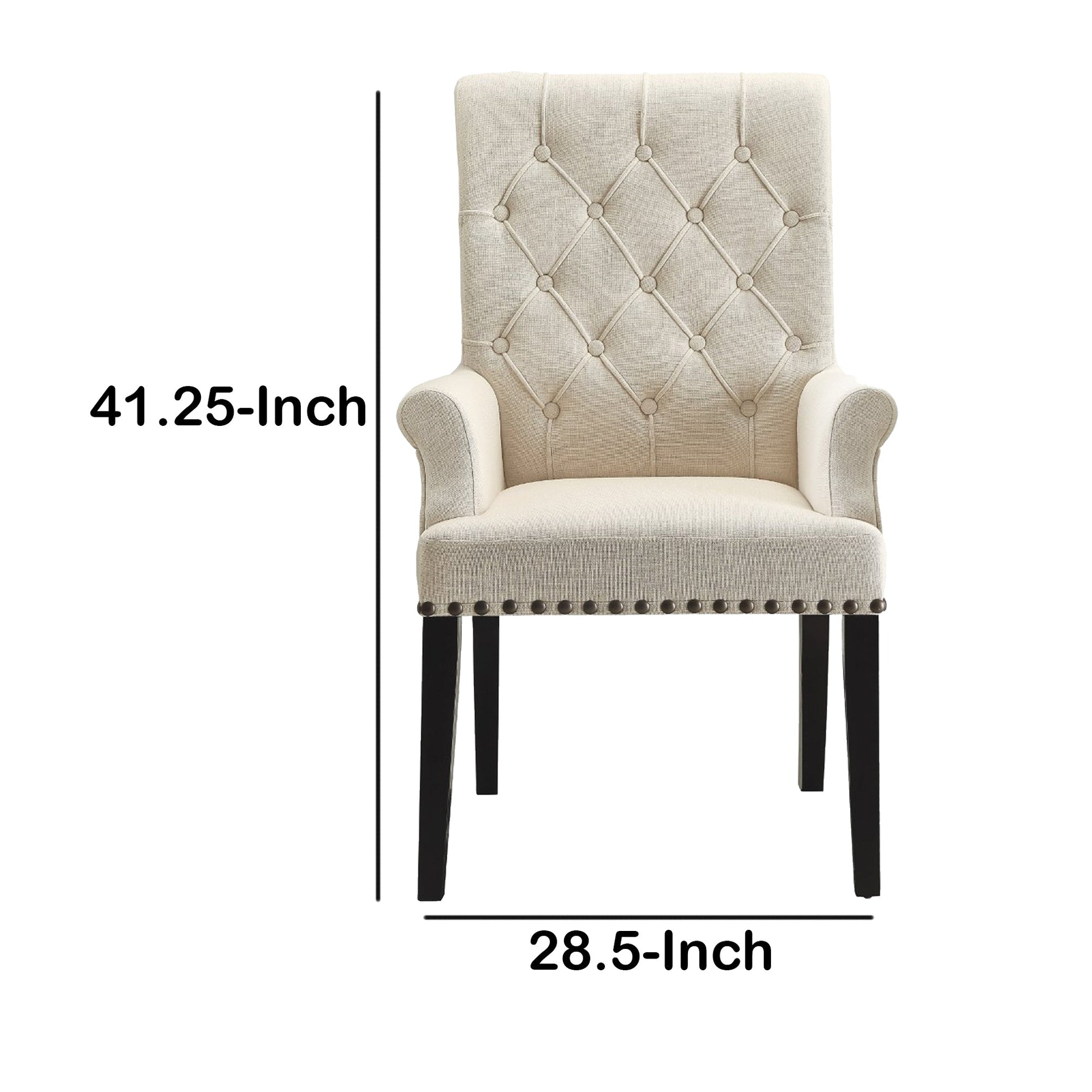 Benzara Smokey Black Dining Chair With Cream Diamond Tufted Upholstery