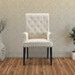 Benzara Smokey Black Dining Chair With Cream Diamond Tufted Upholstery