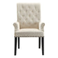 Benzara Smokey Black Dining Chair With Cream Diamond Tufted Upholstery