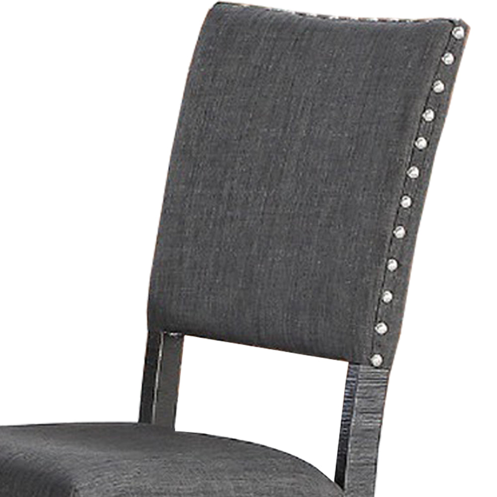 Benzara Split Curved Back Gray Solid Wood and Fabric Dining Chair