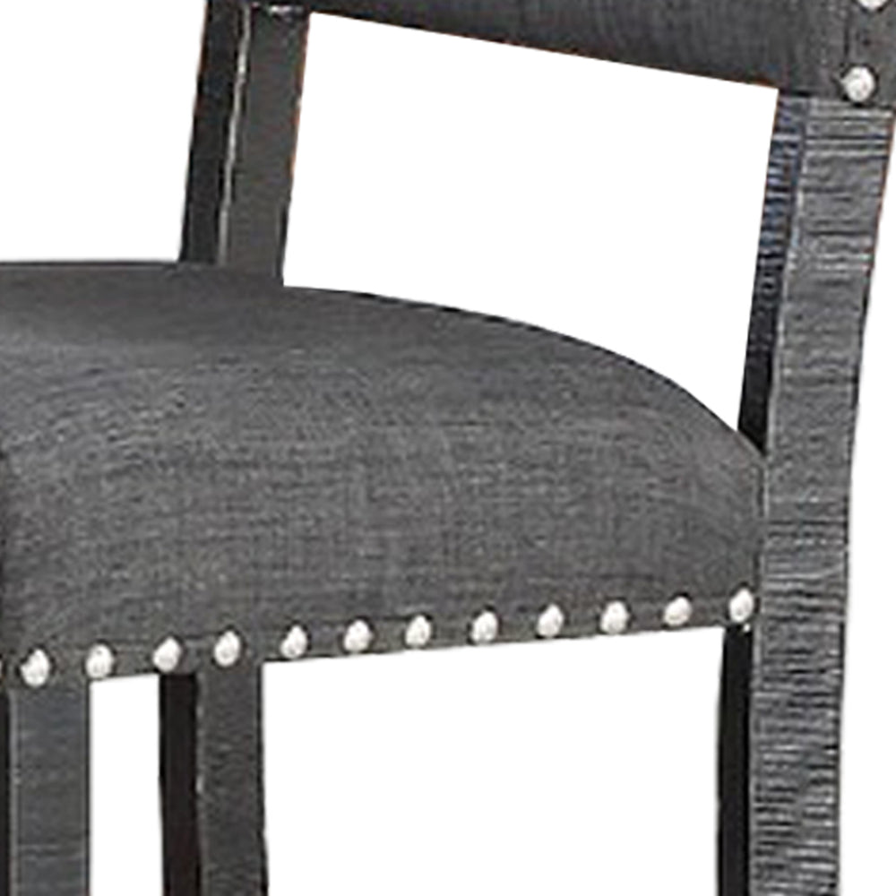 Benzara Split Curved Back Gray Solid Wood and Fabric Dining Chair