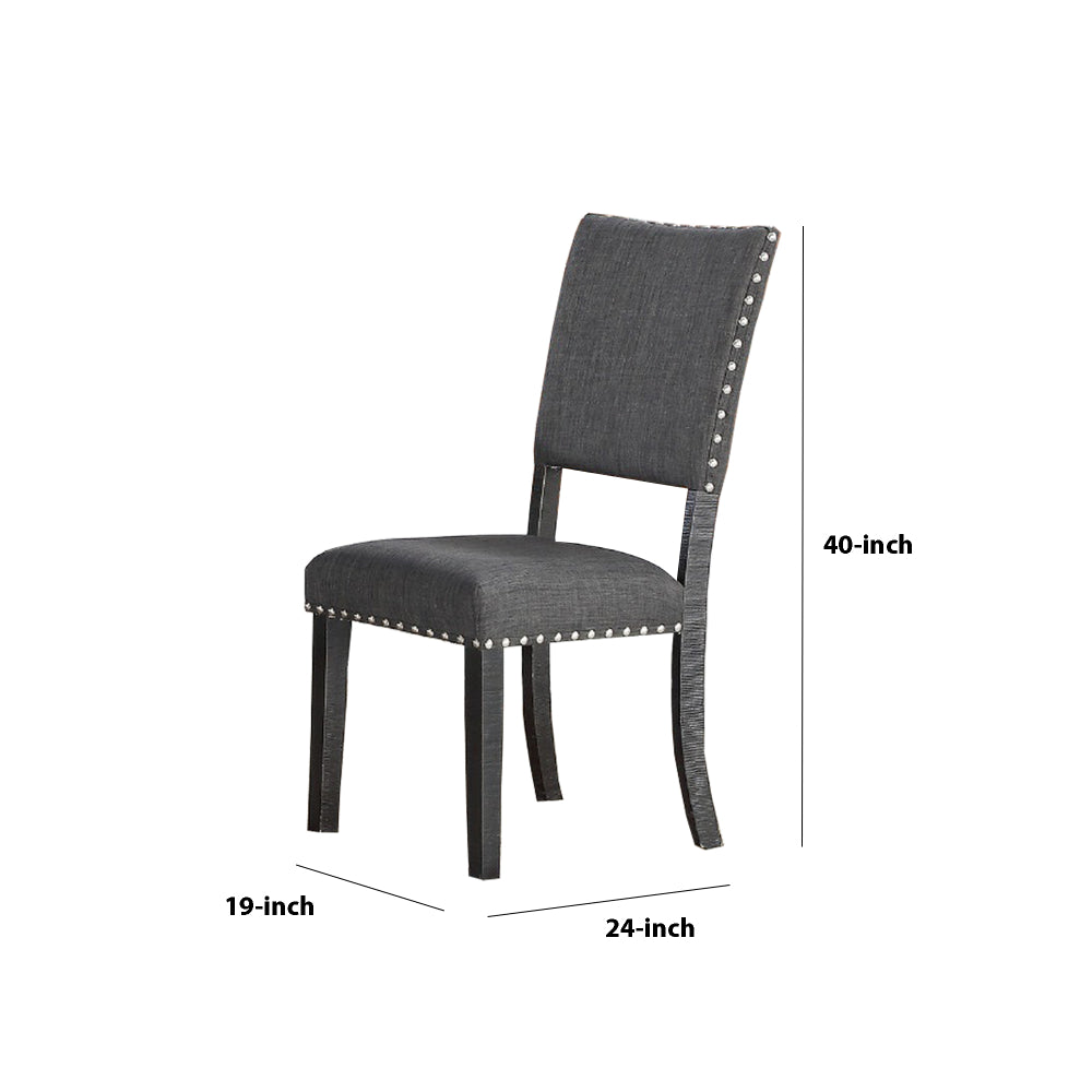 Benzara Split Curved Back Gray Solid Wood and Fabric Dining Chair