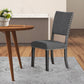 Benzara Split Curved Back Gray Solid Wood and Fabric Dining Chair