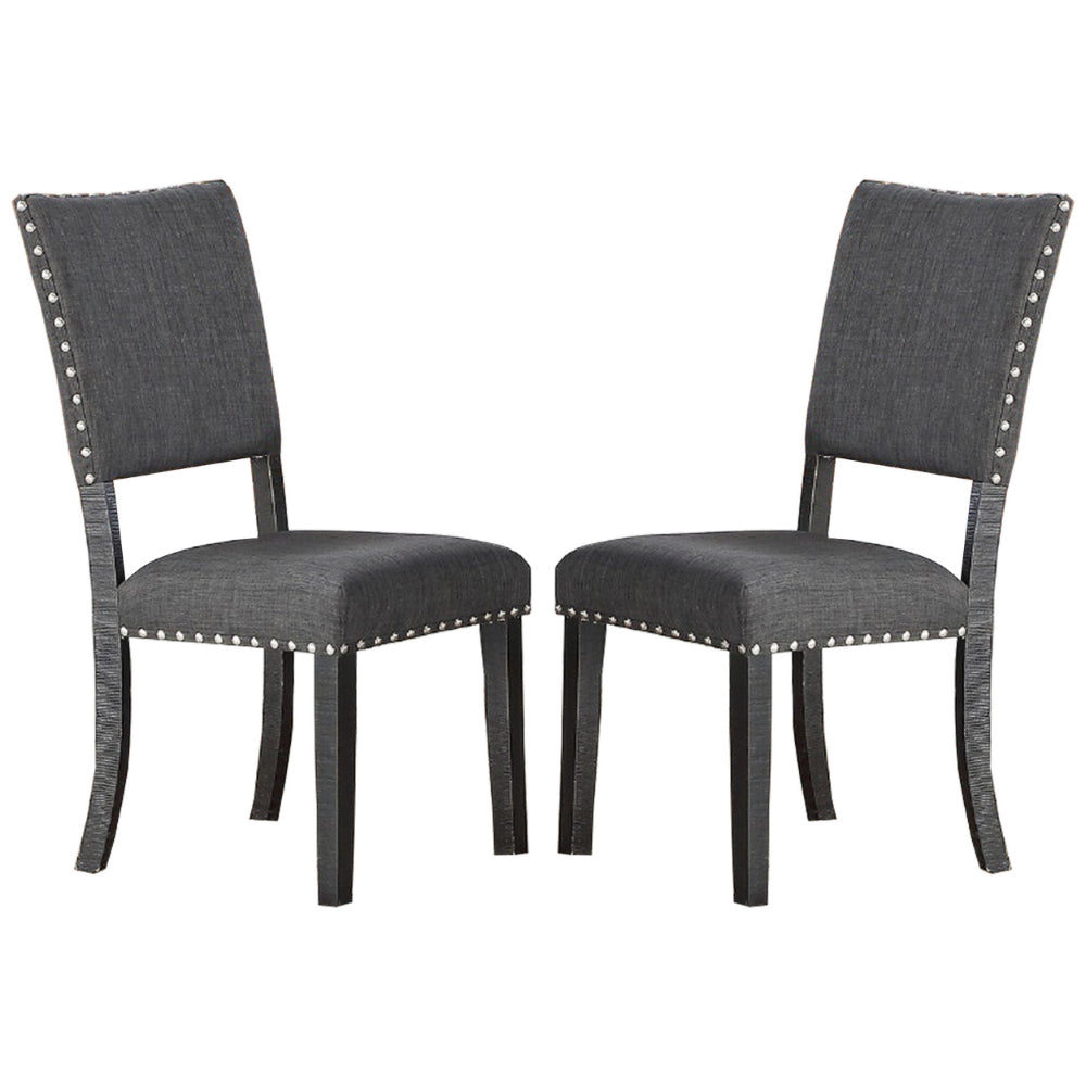 Benzara Split Curved Back Gray Solid Wood and Fabric Dining Chair