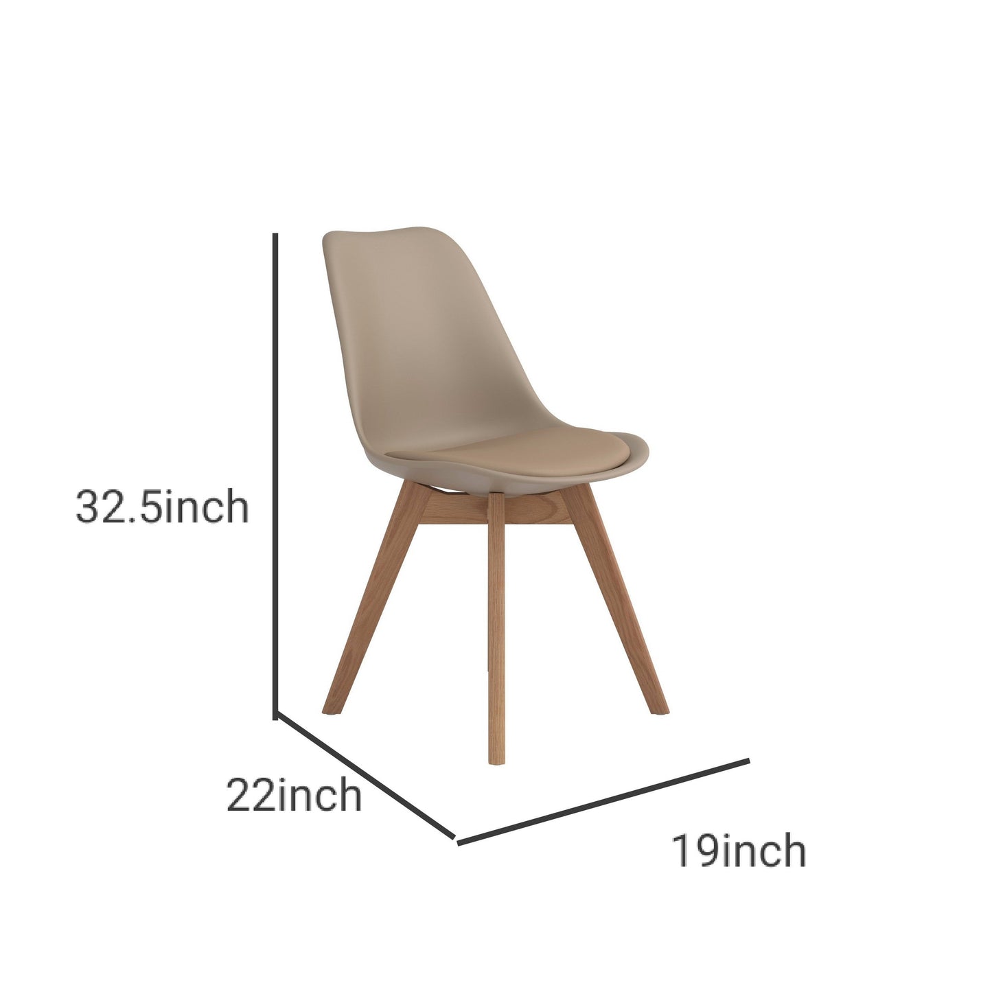 Benzara Taupe Brown Solid Wood Dining Chair With Bucket Cushion Seat Set of Two