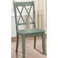 Benzara Teal Blue Pine Veneer Side Chair With Double X-Cross Back Set of Two