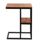 Benzara UPT-184808 Brown Iron Framed Mango Wood Accent Table With Lower Shelf