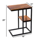 Benzara UPT-184808 Brown Iron Framed Mango Wood Accent Table With Lower Shelf