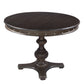 Benzara UPT-215752 42 Inch Handcrafted Round Mango Wood Dining Table, Subtle Rivet Accents, Turned Pedestal Base, Dark Brown