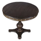 Benzara UPT-215752 42 Inch Handcrafted Round Mango Wood Dining Table, Subtle Rivet Accents, Turned Pedestal Base, Dark Brown