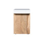 Benzara UPT-276363 Kerry 20" Rectangular End Side Table with Mango Wood and Sled Base in Glossy White and Natural Brown