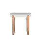 Benzara UPT-276363 Kerry 20" Rectangular End Side Table with Mango Wood and Sled Base in Glossy White and Natural Brown