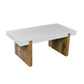 Benzara UPT-276364 Kerry 38" Rectangular Mango Wood Coffee Table with Sled Base in Glossy White and Natural Brown