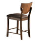 Benzara Walnut Brown Fabric Counter Height Chair With Sloped Open Back Set of Two