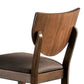 Benzara Walnut Brown Fabric Counter Height Chair With Sloped Open Back Set of Two