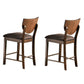 Benzara Walnut Brown Fabric Counter Height Chair With Sloped Open Back Set of Two