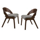 Benzara Walnut Brown Wooden Dining Chair with Open Curved Back Design Set of Two