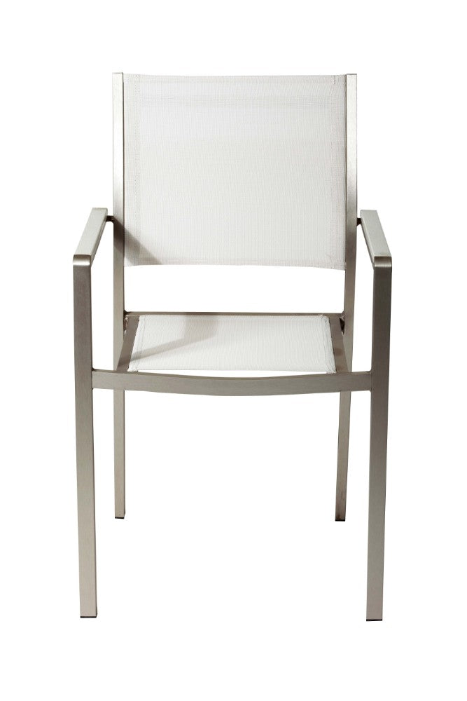 Benzara White Aluminium Frame Dining Chair Set of Six