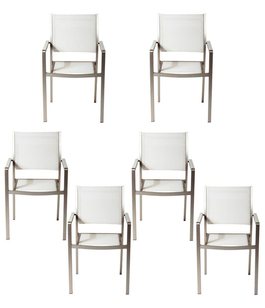 Benzara White Aluminium Frame Dining Chair Set of Six