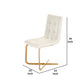 Benzara White Button Tufted Dining Chair With Gold Cantilever Base Set of Two