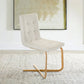 Benzara White Button Tufted Dining Chair With Gold Cantilever Base Set of Two