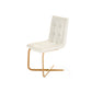 Benzara White Button Tufted Dining Chair With Gold Cantilever Base Set of Two