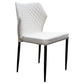 Benzara White Diamond Tufted Leatherette Dining Chair With Black Metal Legs Set of Four