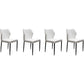 Benzara White Diamond Tufted Leatherette Dining Chair With Black Metal Legs Set of Four