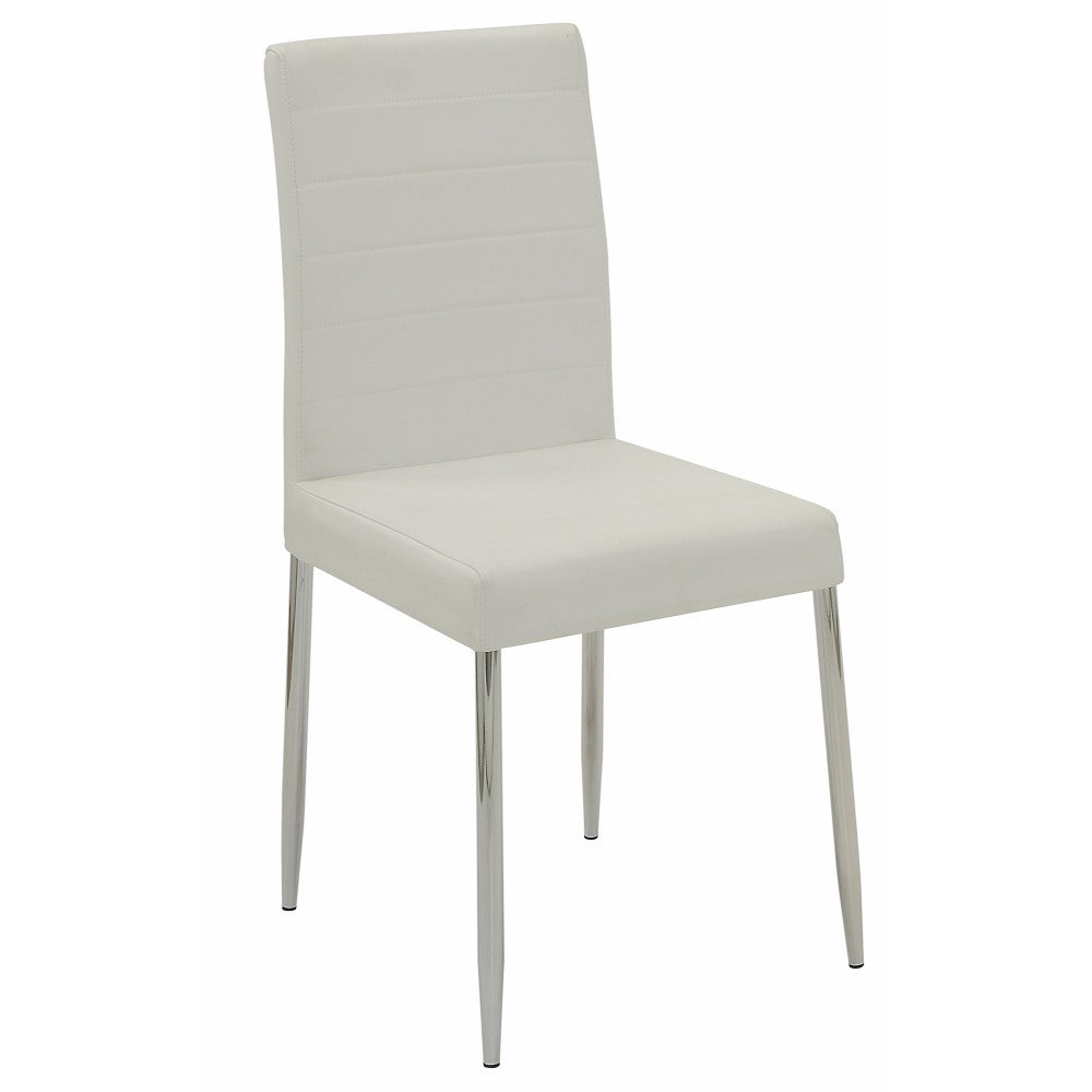 Benzara White Dining Side Chair With Chrome Legs, Set of Four