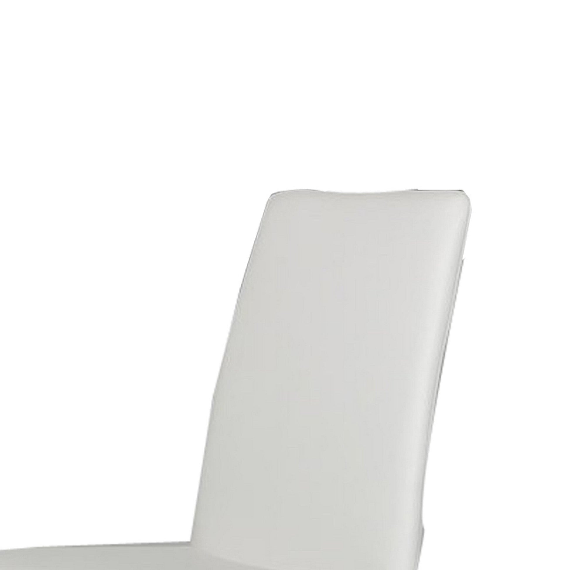 Benzara White Fully Leatherette Upholstered Metal Frame Dining Chair Set of Two