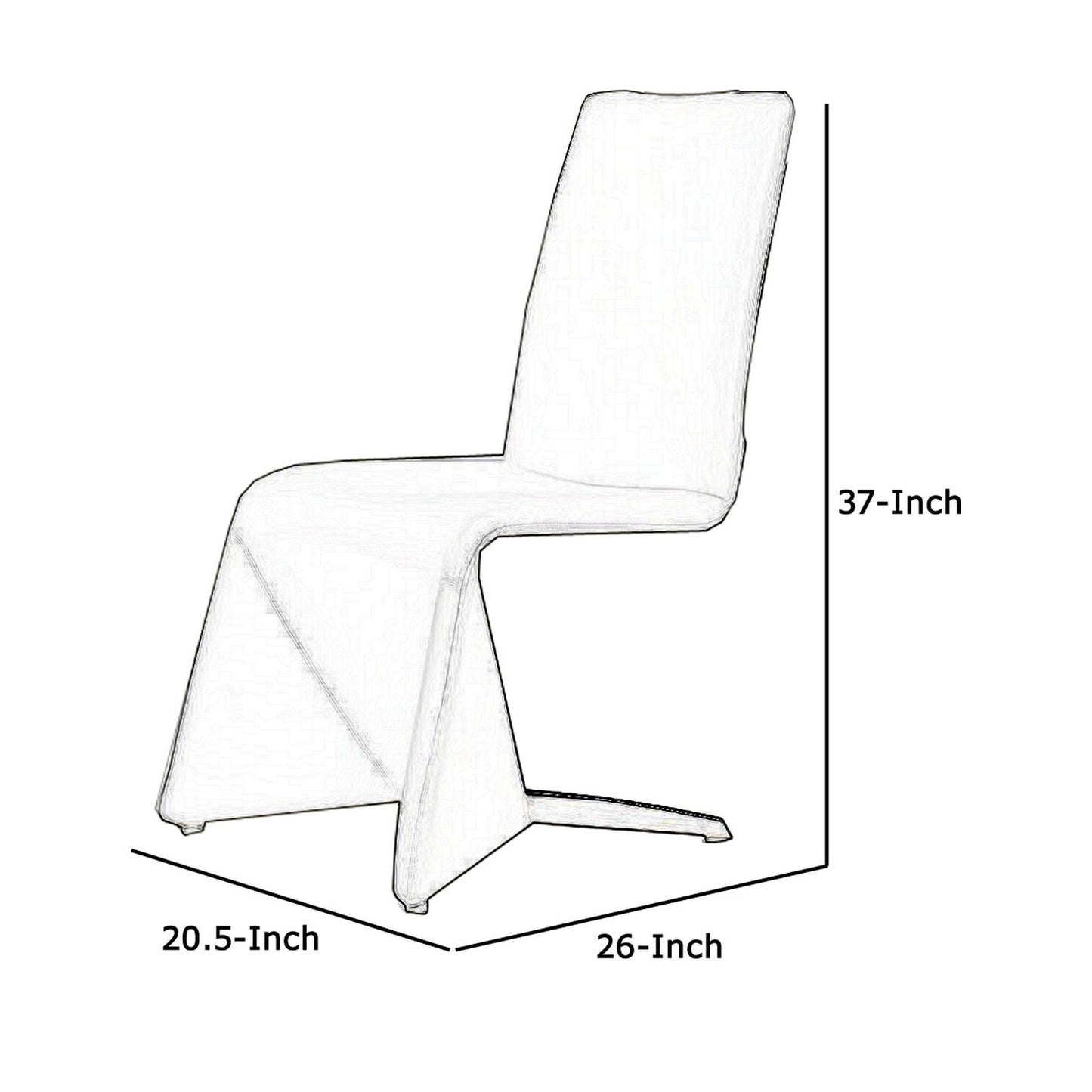 Benzara White Fully Leatherette Upholstered Metal Frame Dining Chair Set of Two